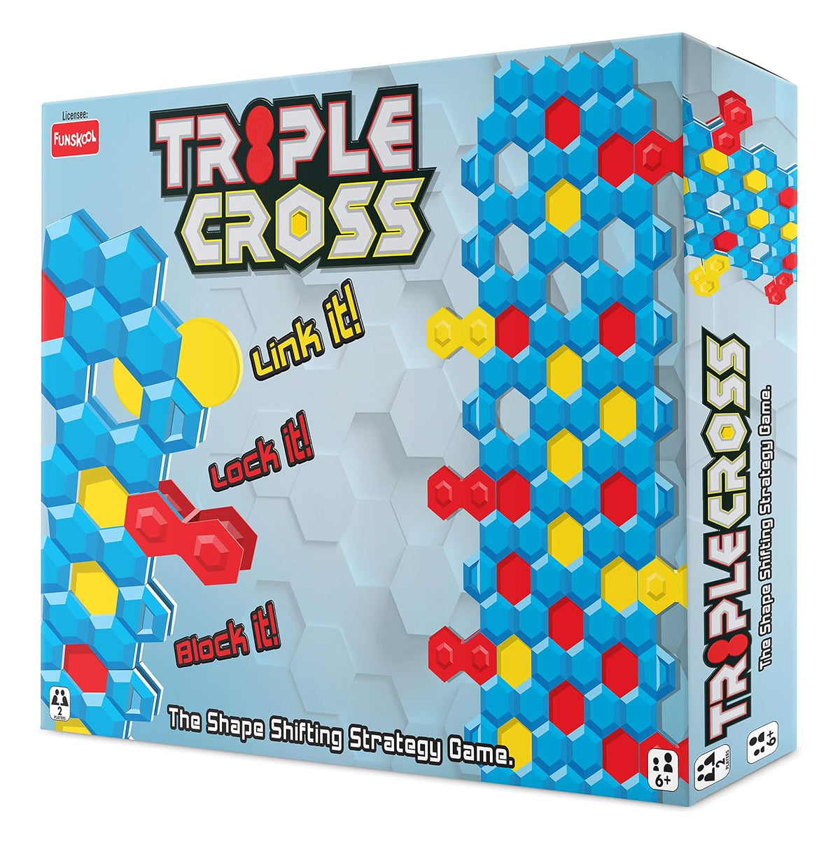 Funskool Triple Cross, Strategy Game, Board Game for Kids, Adults, Families, Educational, Fun, 2+ Players, Family Fun, Activity Toy for Childrens, Gift Set for Kid, Ages 6+ Years