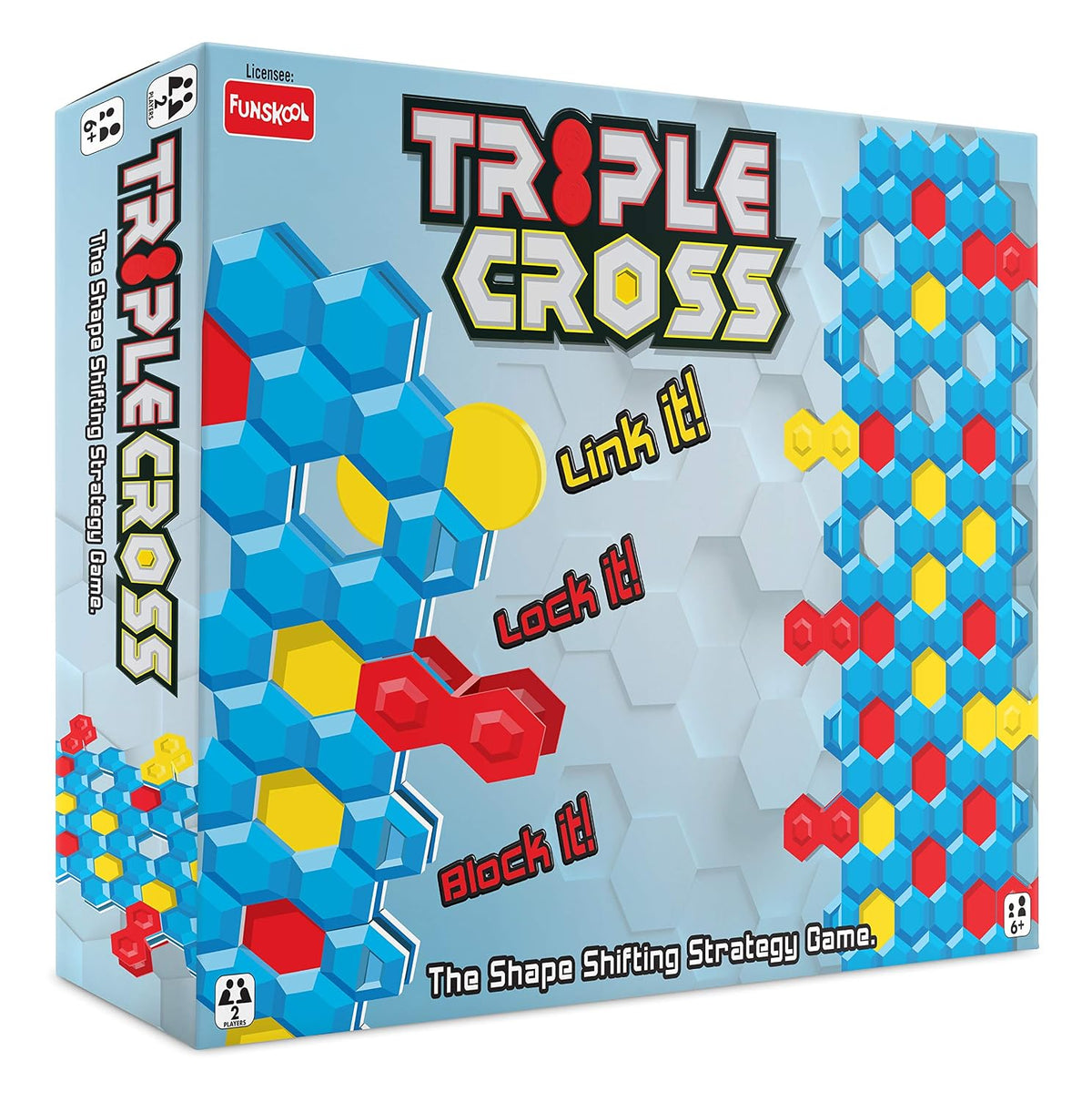 Funskool Triple Cross, Strategy Game, Board Game for Kids, Adults, Families, Educational, Fun, 2+ Players, Family Fun, Activity Toy for Childrens, Gift Set for Kid, Ages 6+ Years