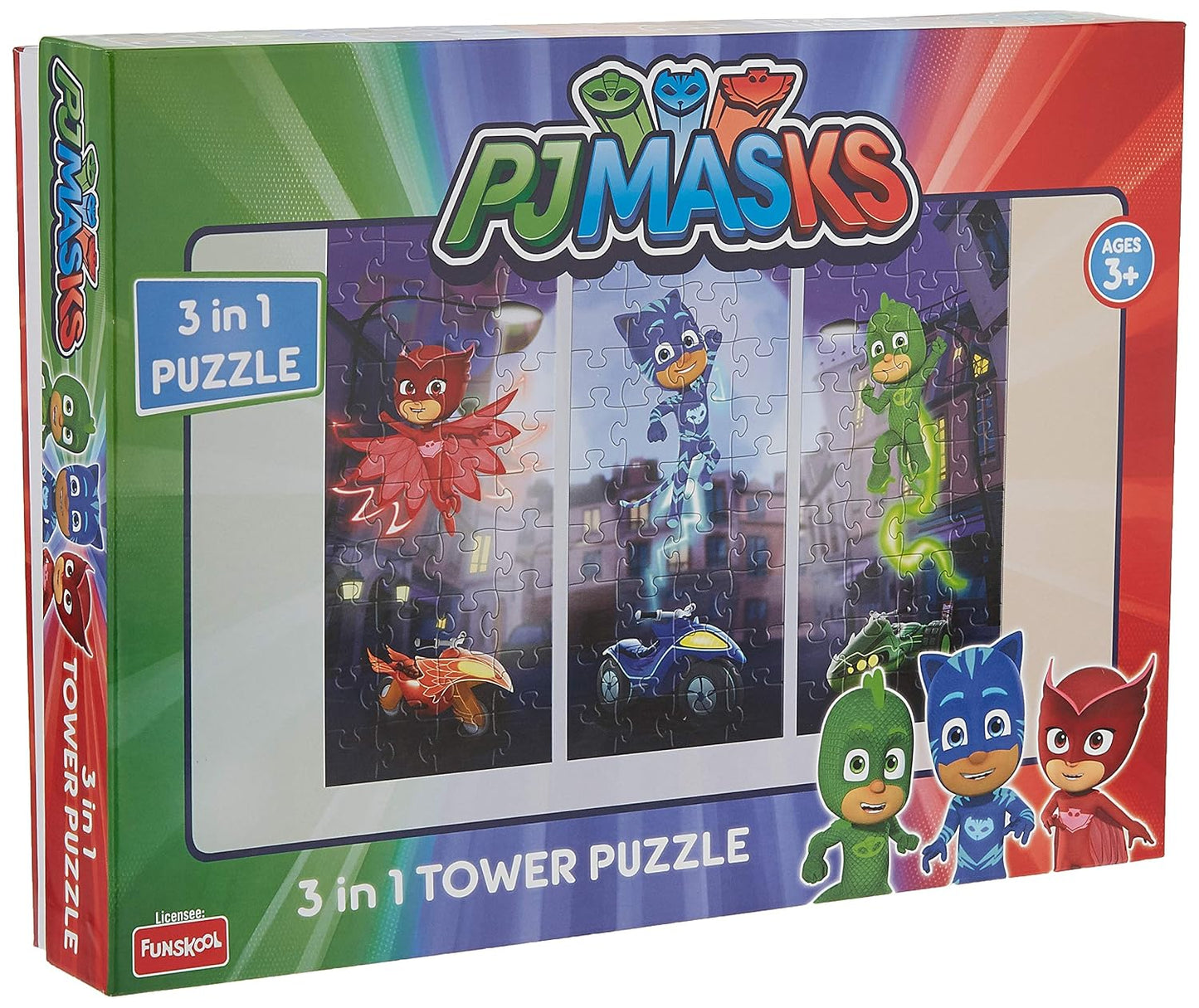 Funskool-PJ Masks Tower,Educational,120 Pieces,Puzzle,for 3 Year Old Kids and Above,Toy
