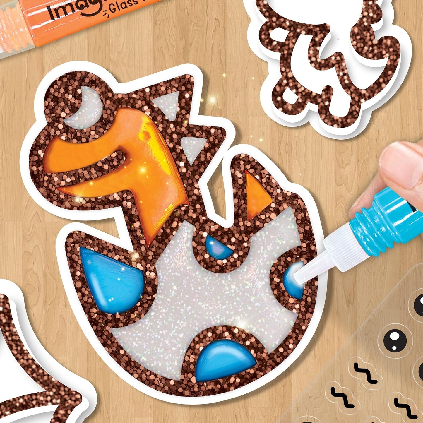 Imagimake DIY Dino Jelly Stickers | Art & Craft Kit for Kids Age 3+ | 25+ dino designs, 15 glass paint tubes & detail sticker sheet; paint, peel & stick glossy jelly stickers on glass