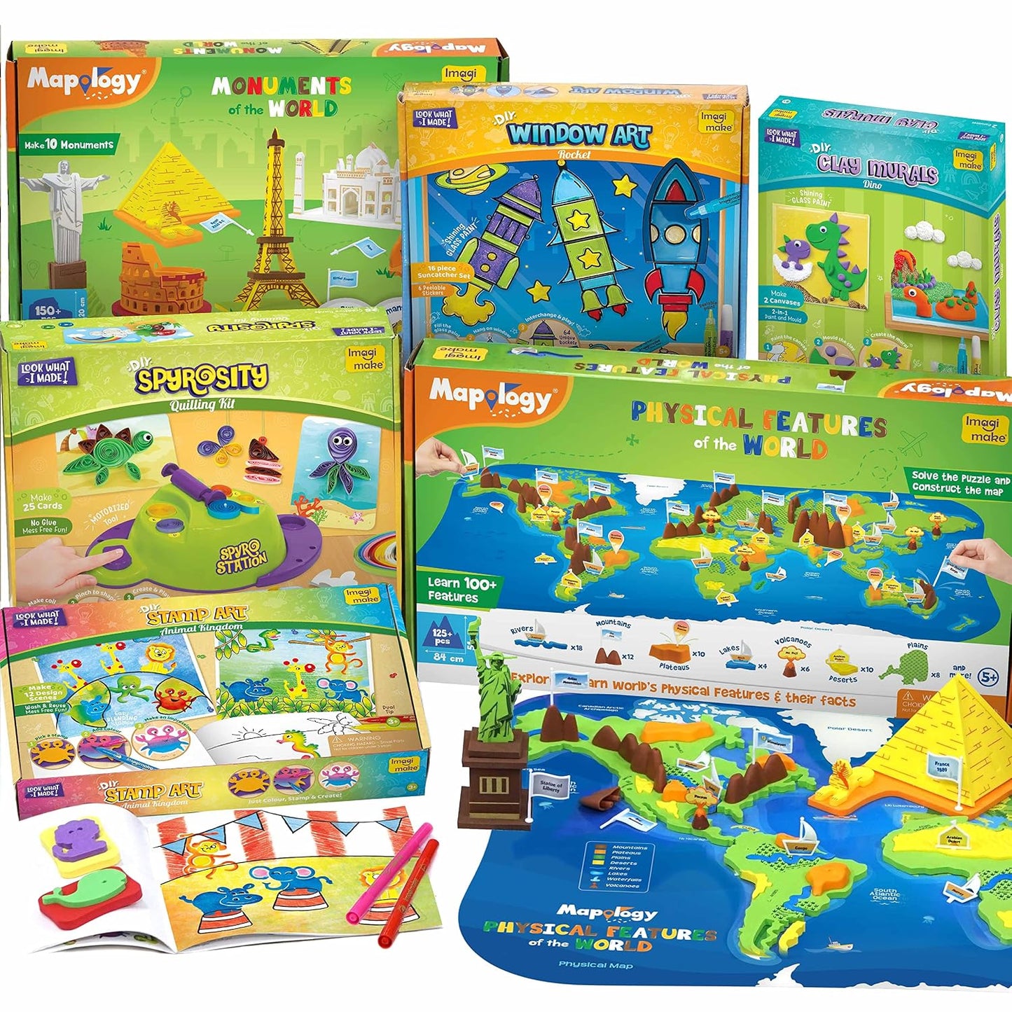 Imagimake Summer Crate - Educational & Creative Toys - Glass Painting, Clay Stickers, Puzzles, Paper Crafts, Clay Modelling - Age 5 Years & Above