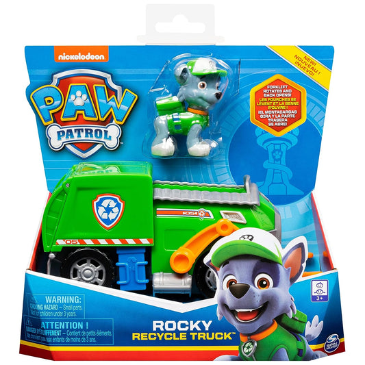 Paw Patrol, Rocky's Recycle Truck Vehicle with Collectible Figure, for Kids Aged 3 and Up, Multicolor, (6061804)