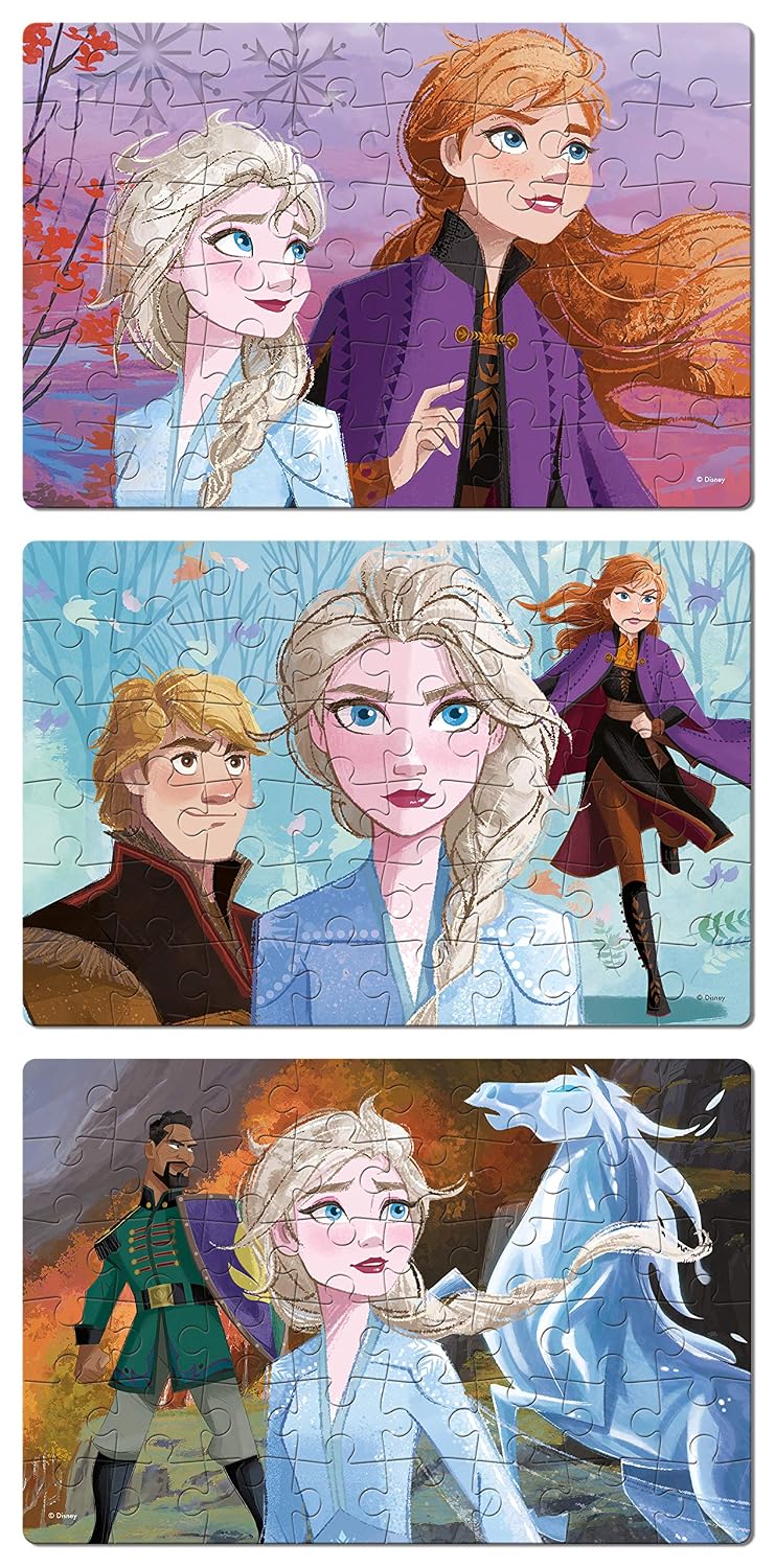 Frank Disney Frozen II Jigsaw Puzzle (48 Pieces) – 3-in-1 Puzzle for Kids 5 Years & Above – Fun & Challenging Brain Booster Game for Enhanced Focus and Memory Skills – 11317