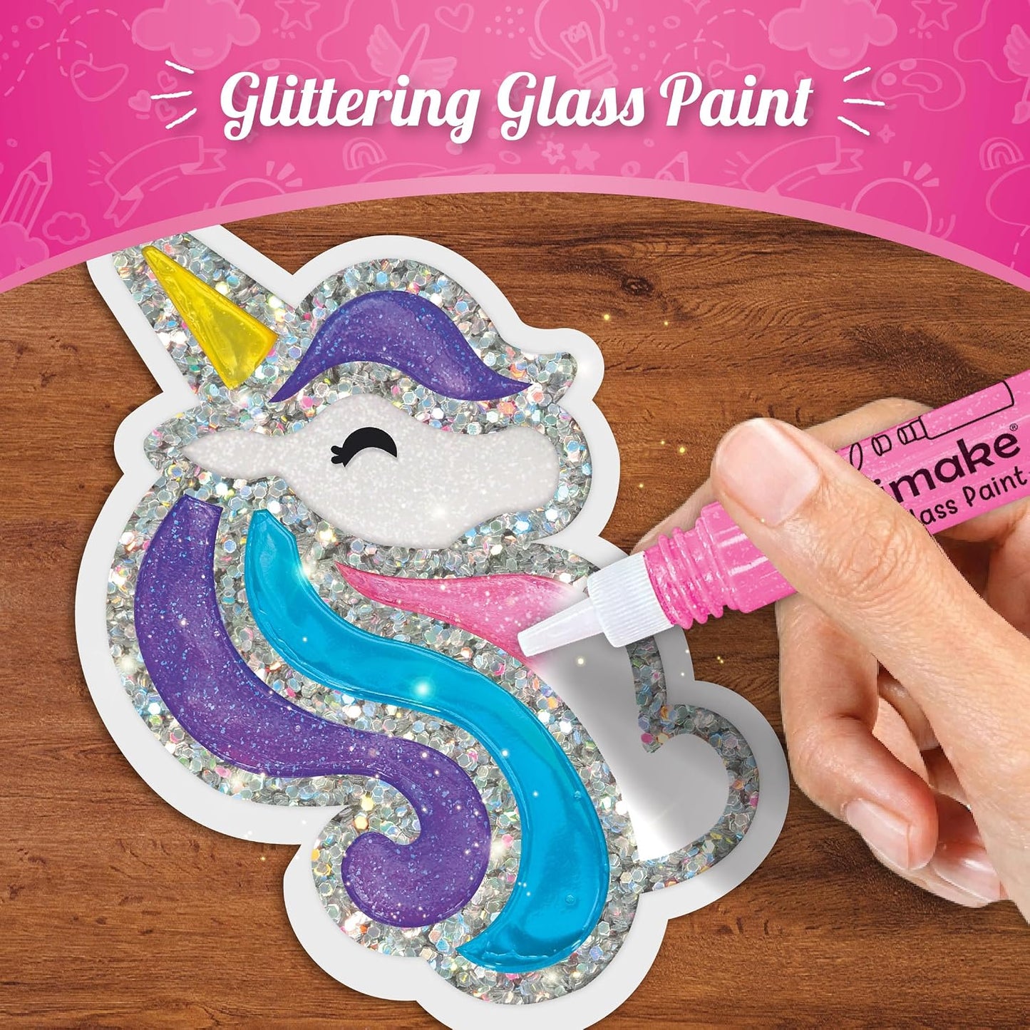 Imagimake DIY Unicorn Jelly Stickers | Art & Craft Kit for Kids Age 3+ | 25+ unicorn designs, 15 glass paint tubes & detail sticker sheet; paint, peel & stick glossy jelly stickers on glass