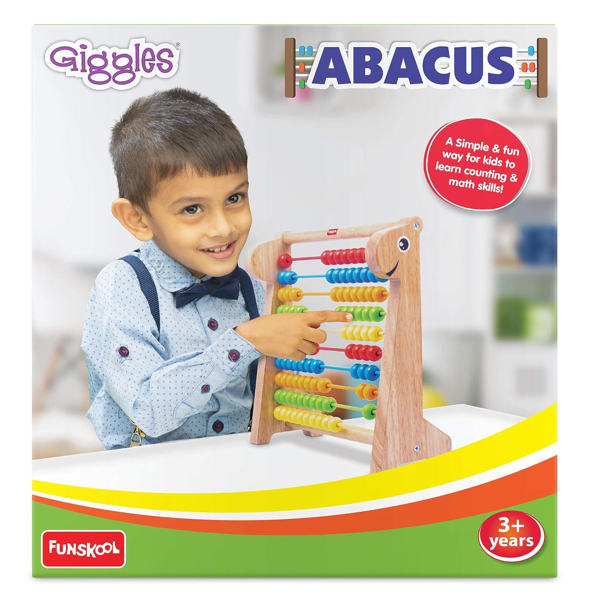 Giggles Funskool Abacus, Educational Counting Toy for Kids, Develops Early Math Skills & Number Recognition, Encourages Learning & Development, Preschool Activity Set, Gift Set for Kid, Ages 3+ Years