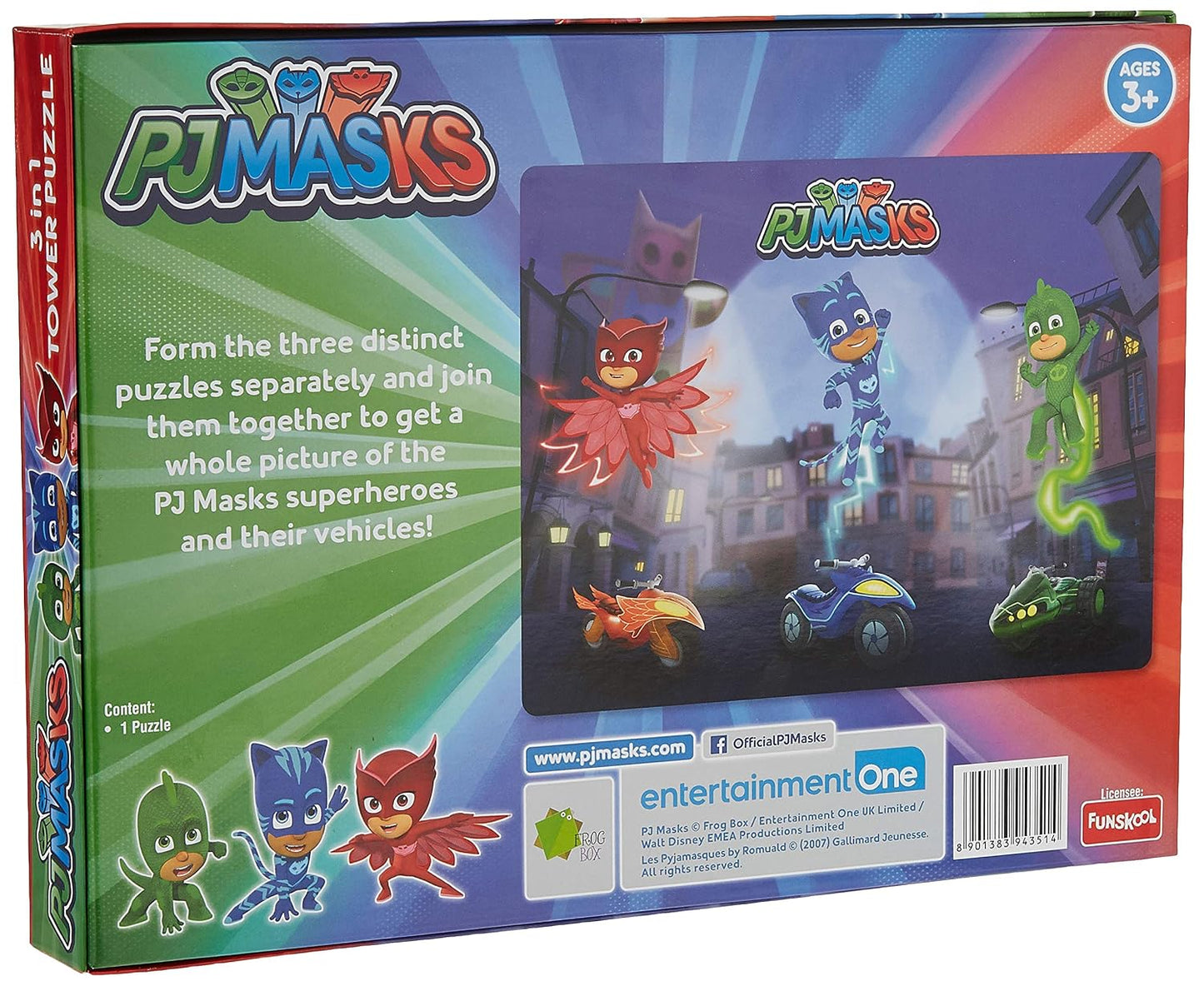 Funskool-PJ Masks Tower,Educational,120 Pieces,Puzzle,for 3 Year Old Kids and Above,Toy