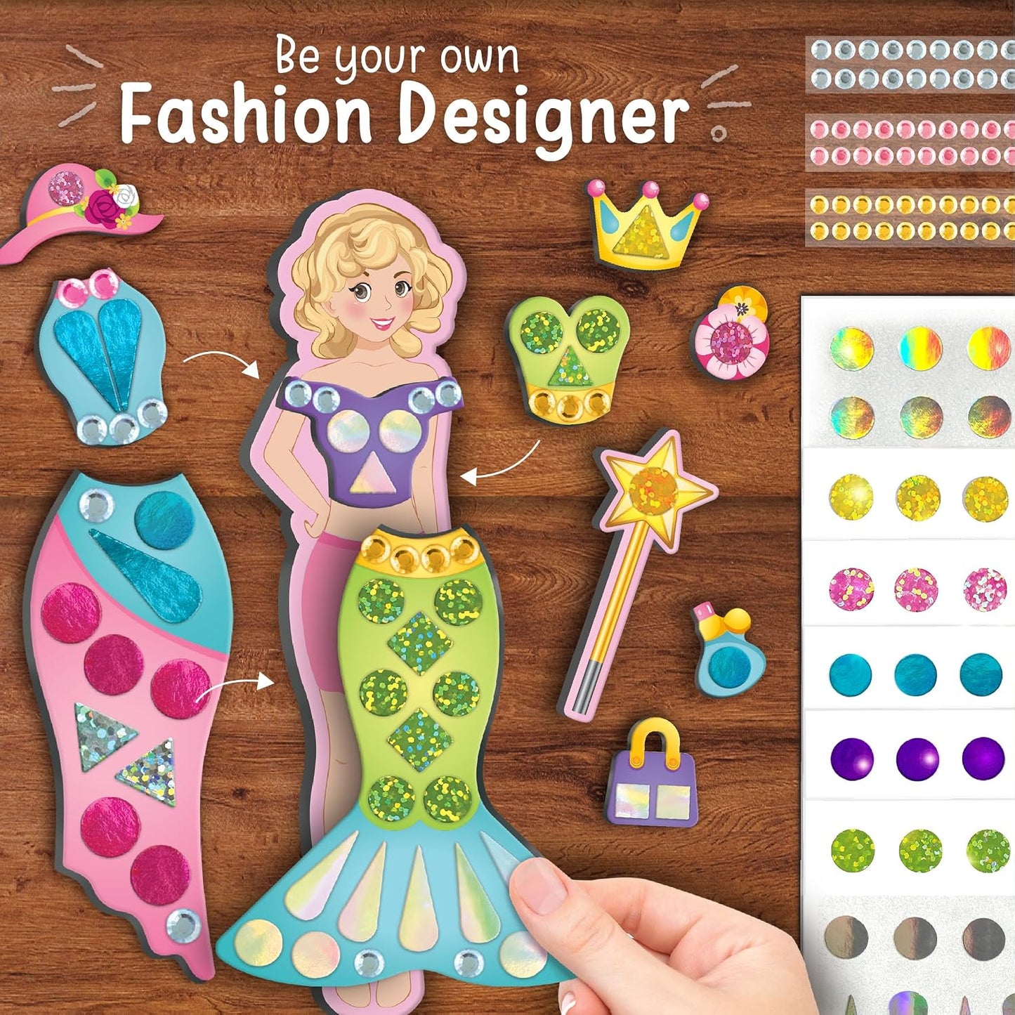 Imagimake DIY Magnetic Dress-Up Princess | Pretend Play for Girls Age 3+ | 10 dresses, 20 accessories, 700+ stickers & stones + bonus magnet doll & studio; mix, match & style endless princess outfits