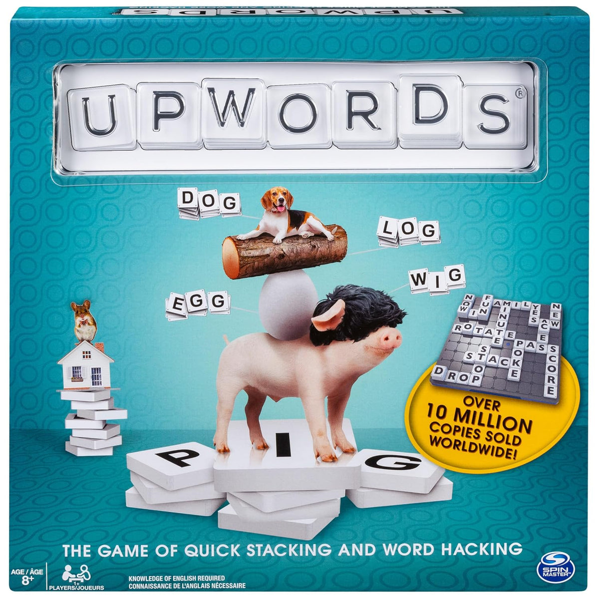 Spin Master Funskool Upwords, Family Games, Strategy Game, Word Game with Stackable Letter Tiles, Strategy Board Games, Get into Funzone, for Kid Ages 8 and Above, Multicolour