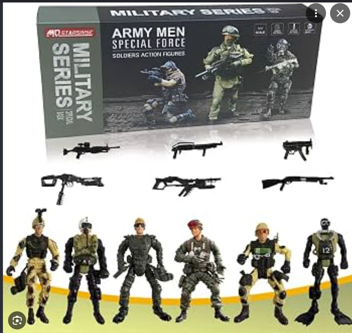Military Soldier Action Figures, 6Pcs Military Soldier Toys for Boys 3 4 5 6 7+ Year Old, 4-Inch Toy Figure & Playsets with Weapon Accessories, Cake Topper