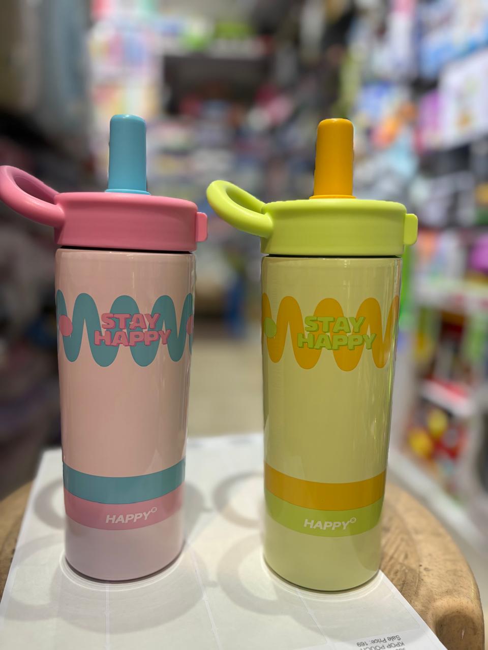 Stay Happy Insulated Straw Tumbler | Leakproof Stainless Steel Travel Cup with Handle