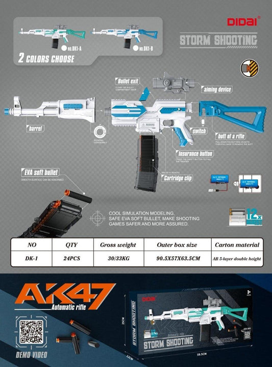 AK47 Storm Shooting Soft Bullet Toy Gun – EVA Foam Bullet Blaster