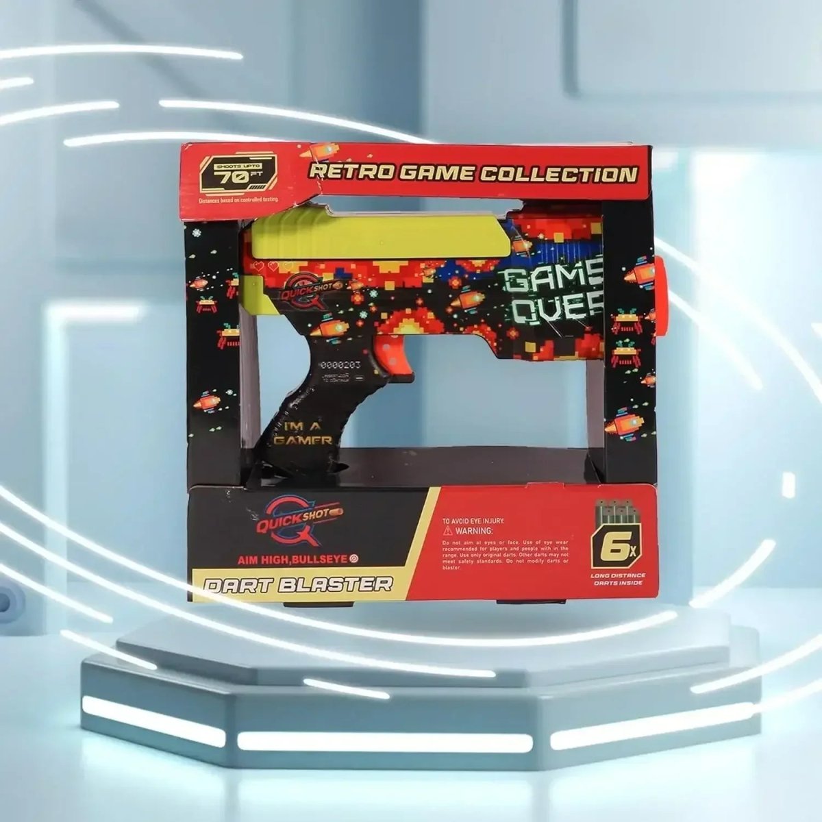 Quickshot Game Over Foam Dart Blaster – 70 Ft Range Toy Gun for Kids 8+