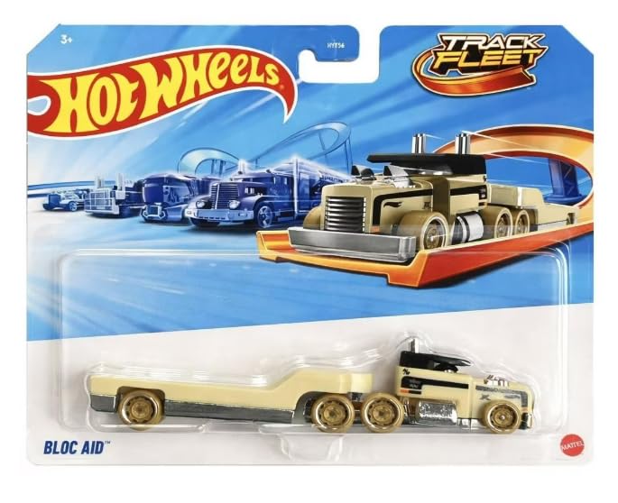 Hot Wheels Track Fleet - Bloc Aid Hauler [Truck W/Trailer] 1:64 Scale Diecast Toy Vehicle