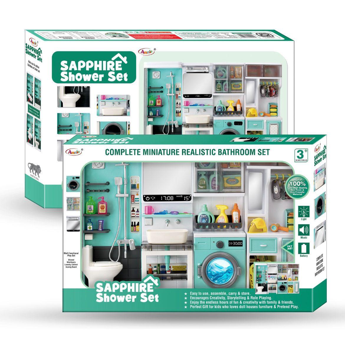Sapphire Shower Set – Complete Miniature Bathroom Play Set